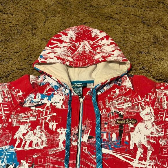 Vintage Artful Dodger Graphic Print Hoodie Red XXLarge - Picture 5 of 8